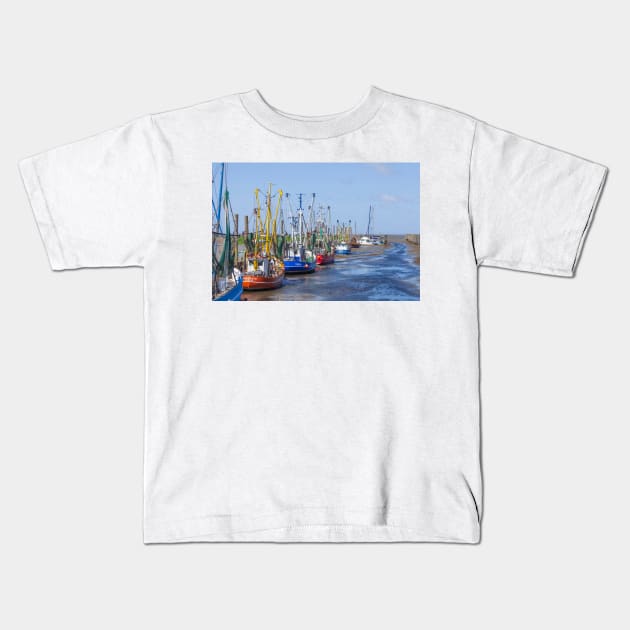 Cutter harbor, Dorumer Neufeld, Dorum, Lower Saxony, Germany, Europe Kids T-Shirt by Kruegerfoto